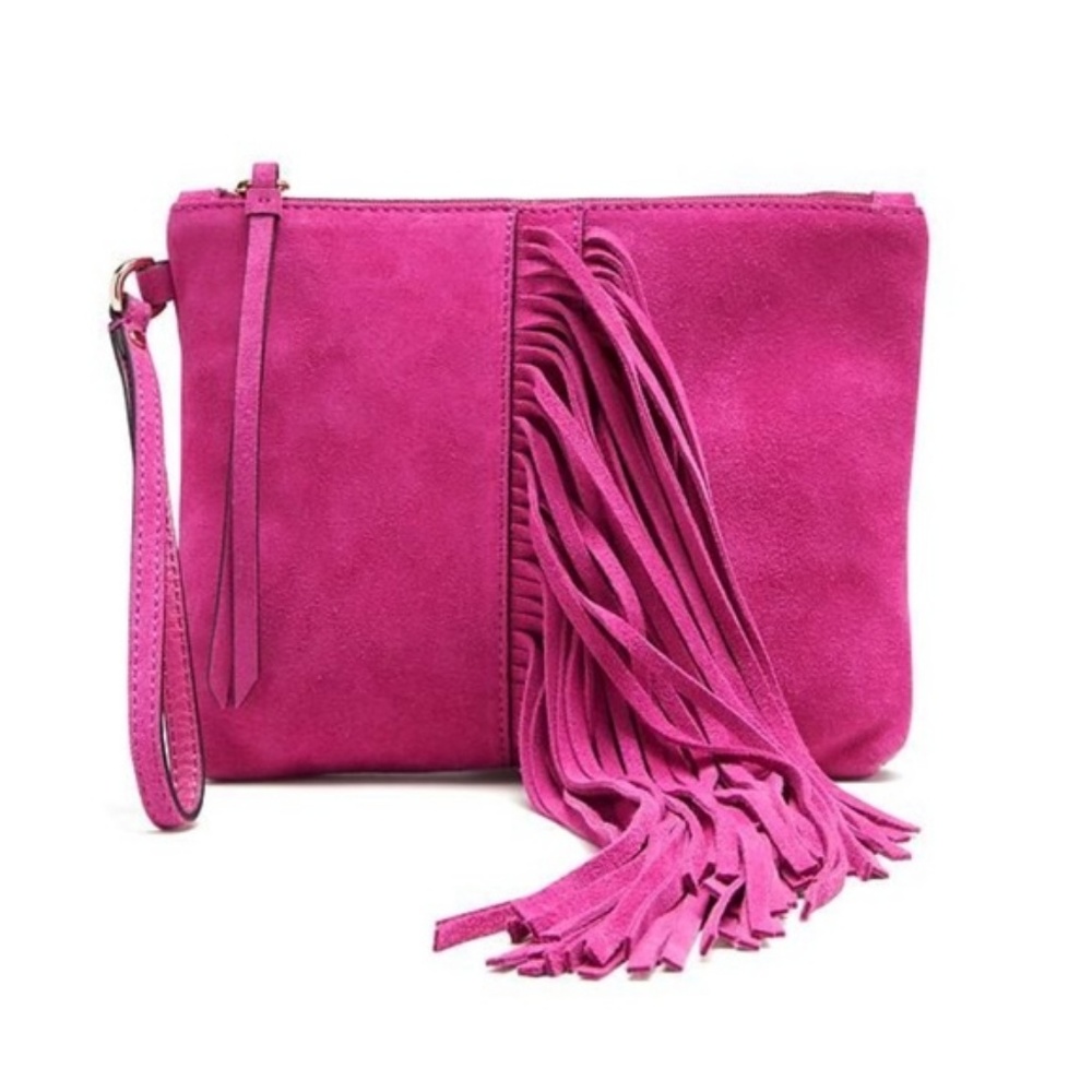 Banana Republic Italian Suede Small Fringe Pouch